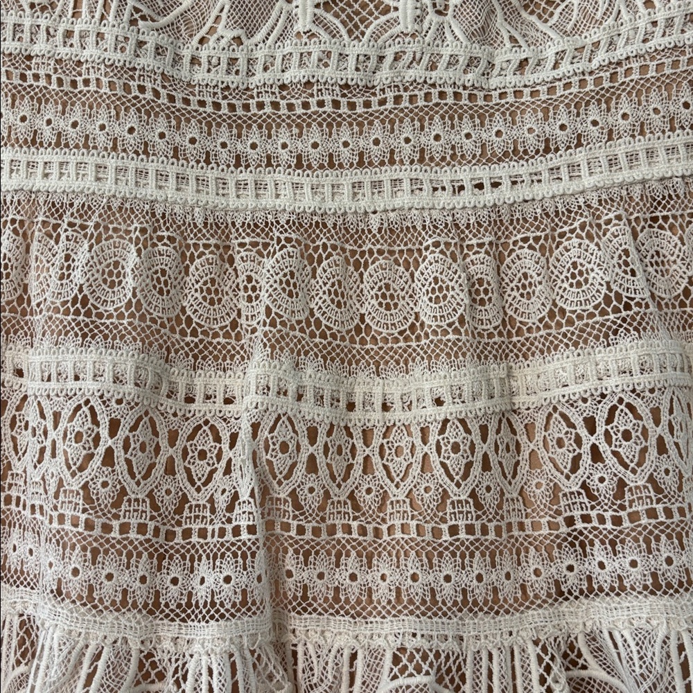 ML Monique Lhuillier White Lace Mini Dress Size 4 - Picture 5 of 10